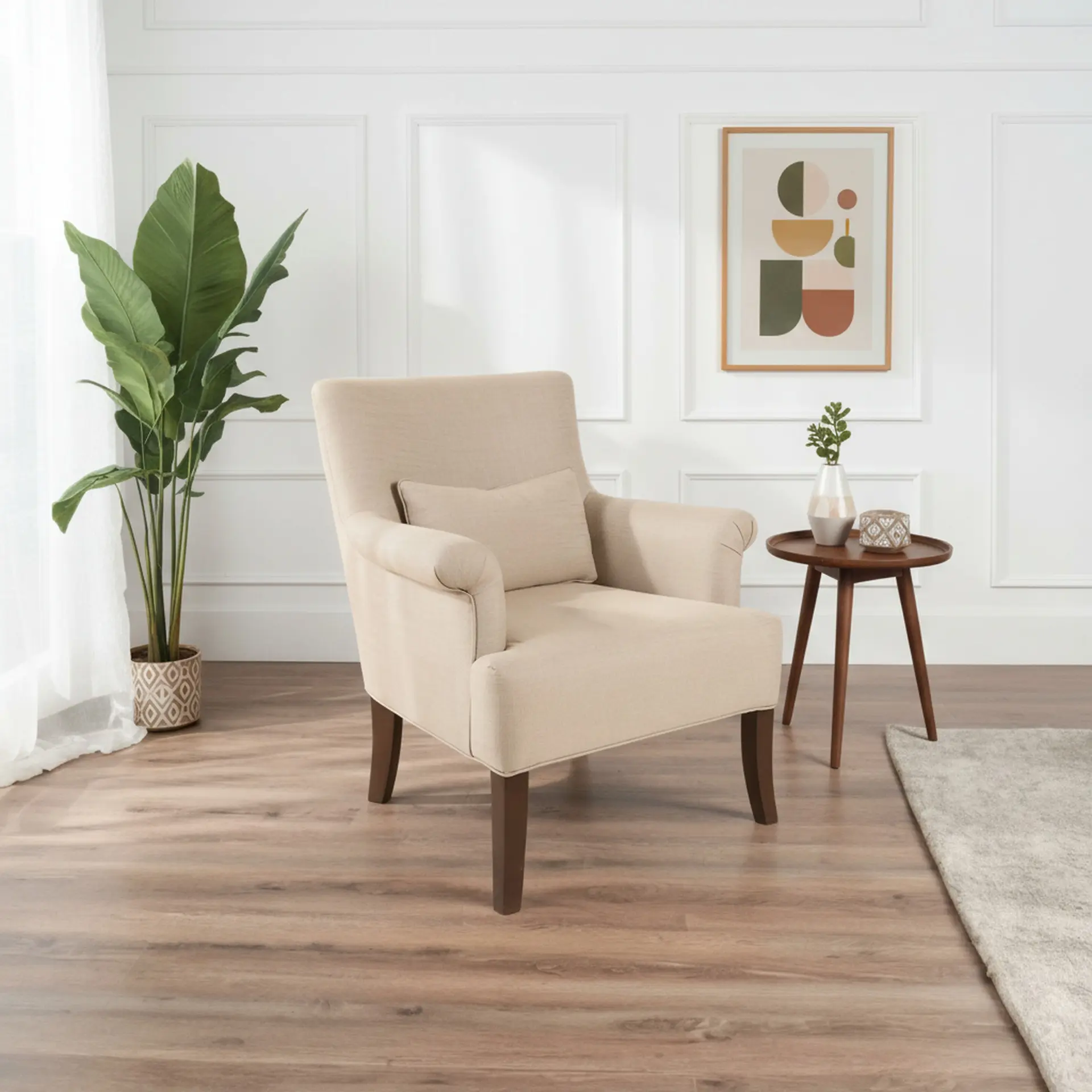The same chair in a photoreal lifestyle room