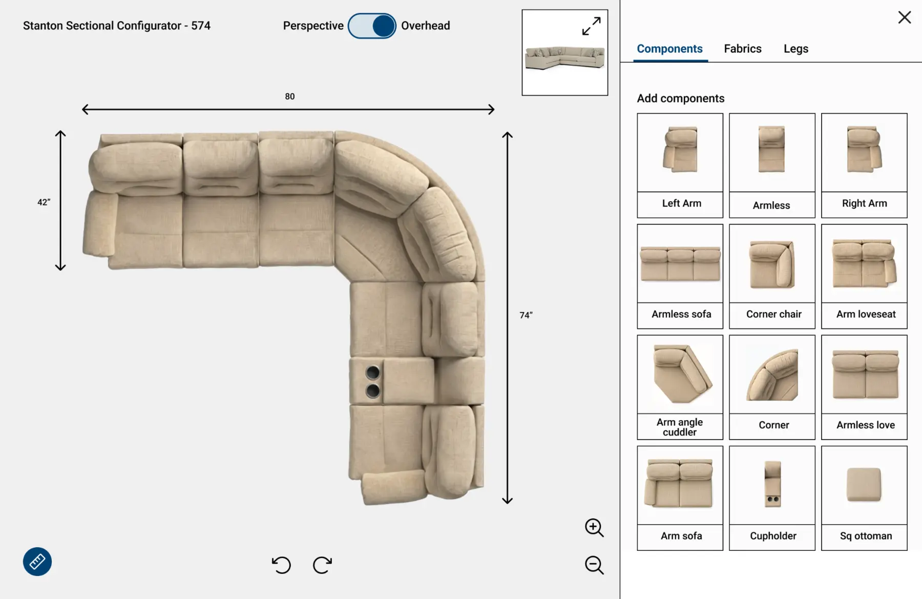 PyxMagic Sectional Builder interface