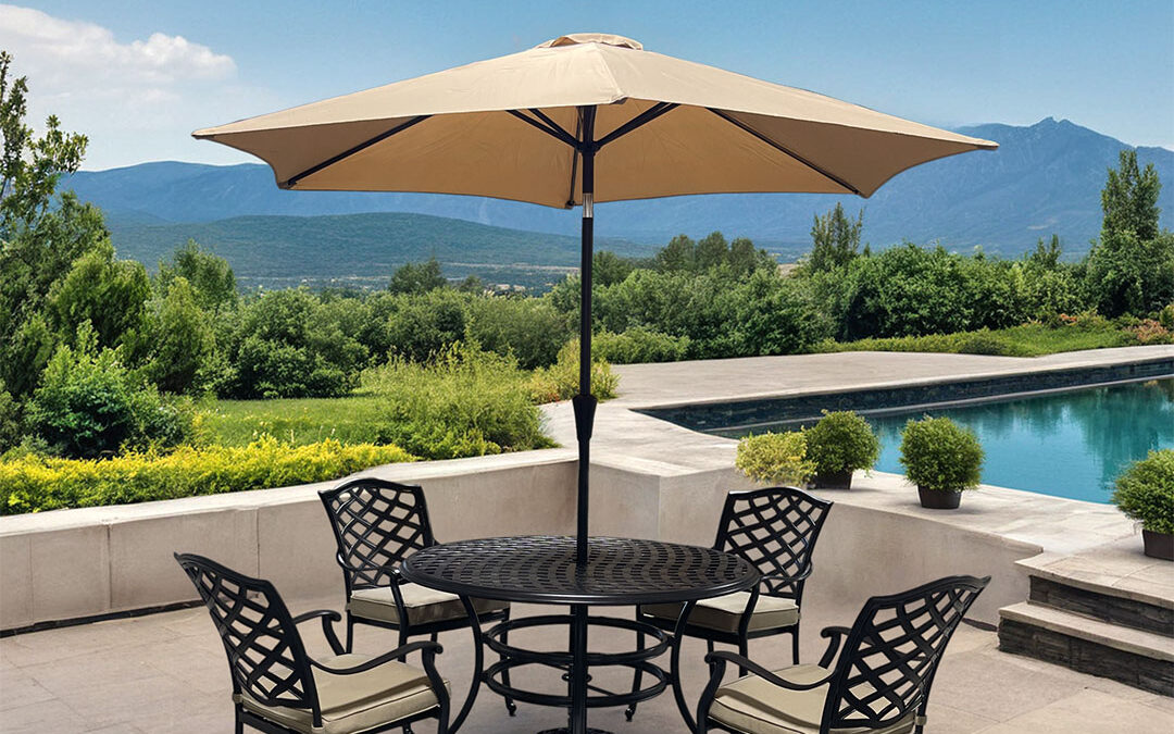 Outdoor umbrella and dining set